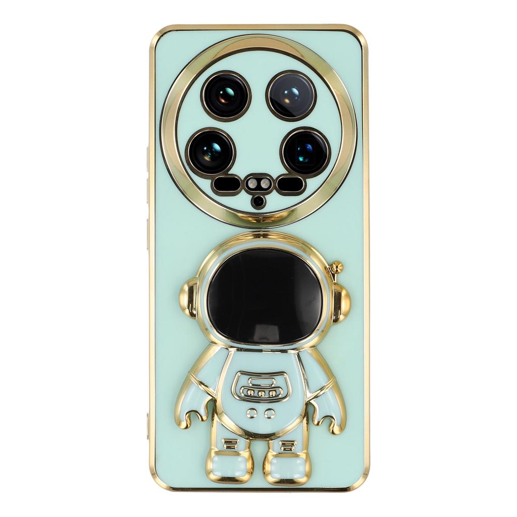 For Xiaomi 14 Ultra Case Electroplating Soft TPU Phone Cover with Astronaut Hidden Kickstand