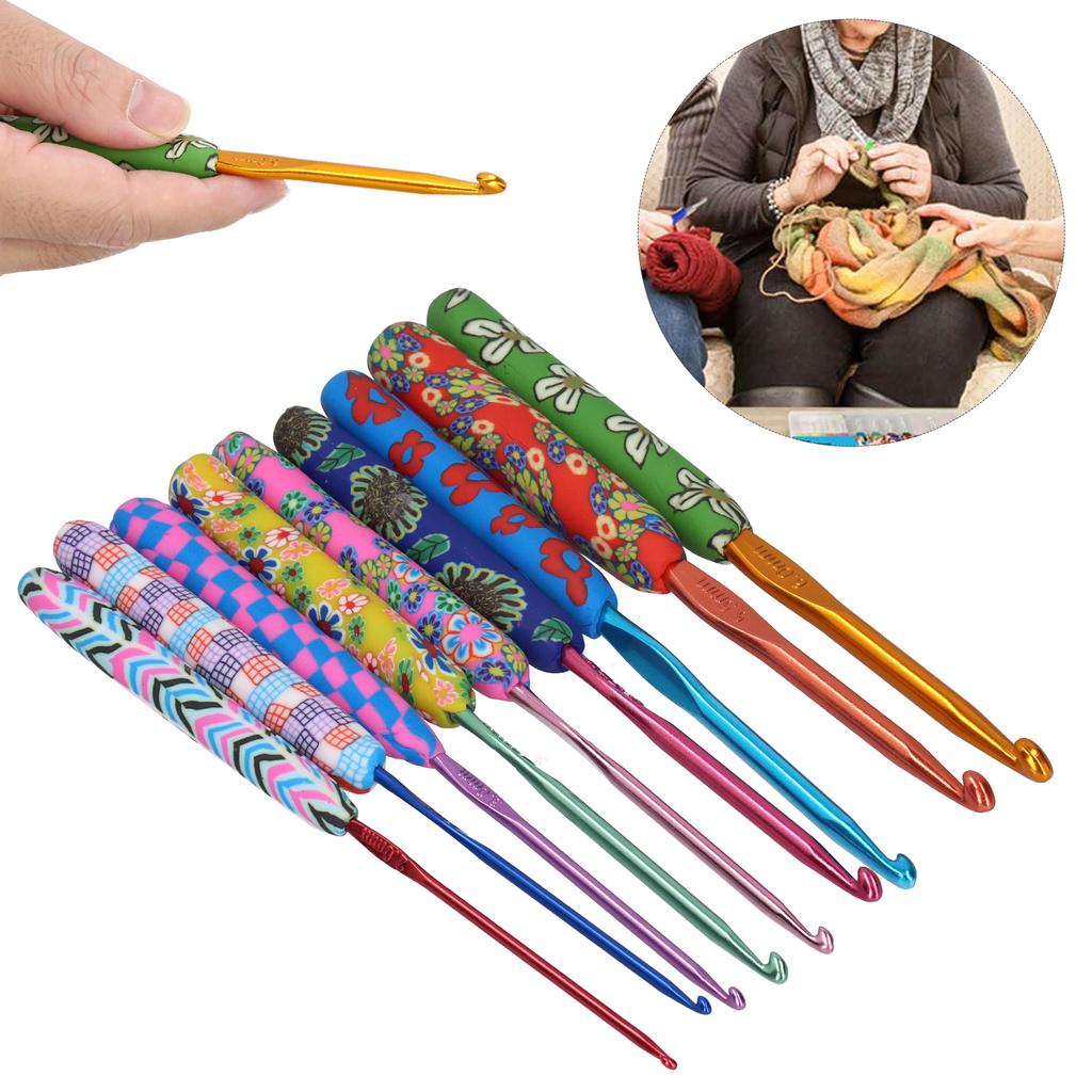 9Pcs Crochet Hook Set with Ergonomic Handles Needles DIY Craft Accessories for Women