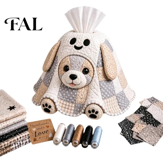 Decorative Paper Towel Holder Tissue Box DIY Sewing Kit, Halloween Theme, Patchwork Fabric Craft Creative Gift for Her Set, Handicraft Quilted Cover,