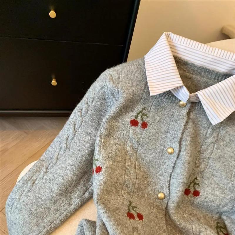 Autumn Winter Fashion Women's Elegant Knitted Cardigan Flip Collar Casual Solid Color Thick Warm Sweater Jumper