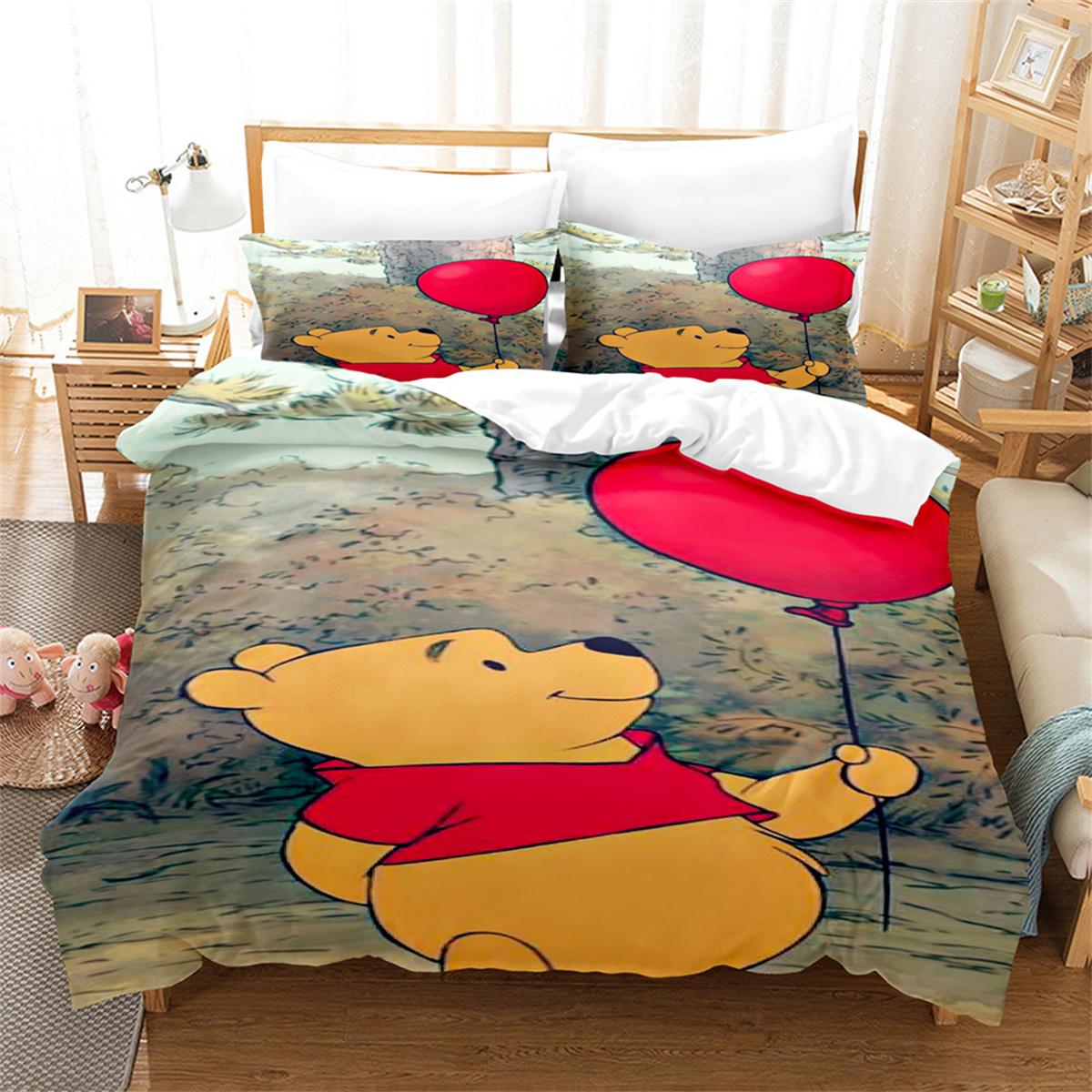 Winnie Pooh Bear and Eeyore Duvet Cover Pillowcase,Bedding Set for Boy Girl Bedroom Decoration Children Single Double Large Size 135x200cm