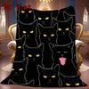 Multiple small black cats 2D Flat Pattern Flannel Blanket High quality All Seasons Warmth and Comfort Perfect for Christmas Gifts.