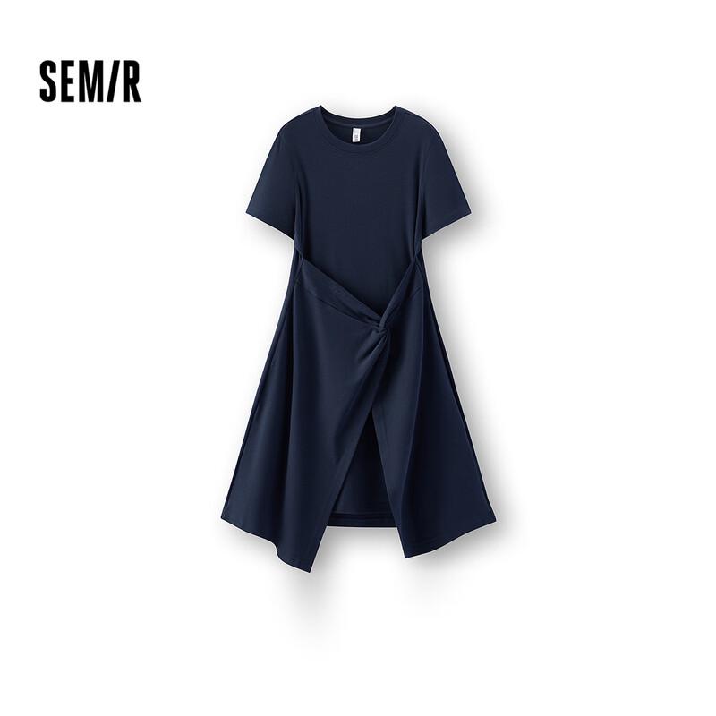

Semir Women s Round Neck Twist-Waist Short Dress M