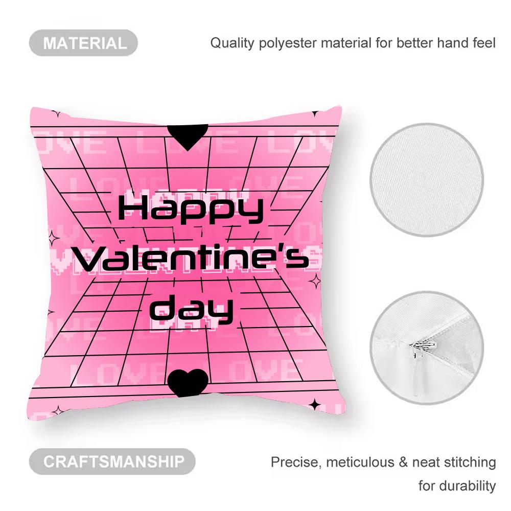 Valentine's Day Stickers X Cushion Cover Anti-dustmite Pillowcase Invisible Zipper Silky Short Plush Sofa Cushion Cover