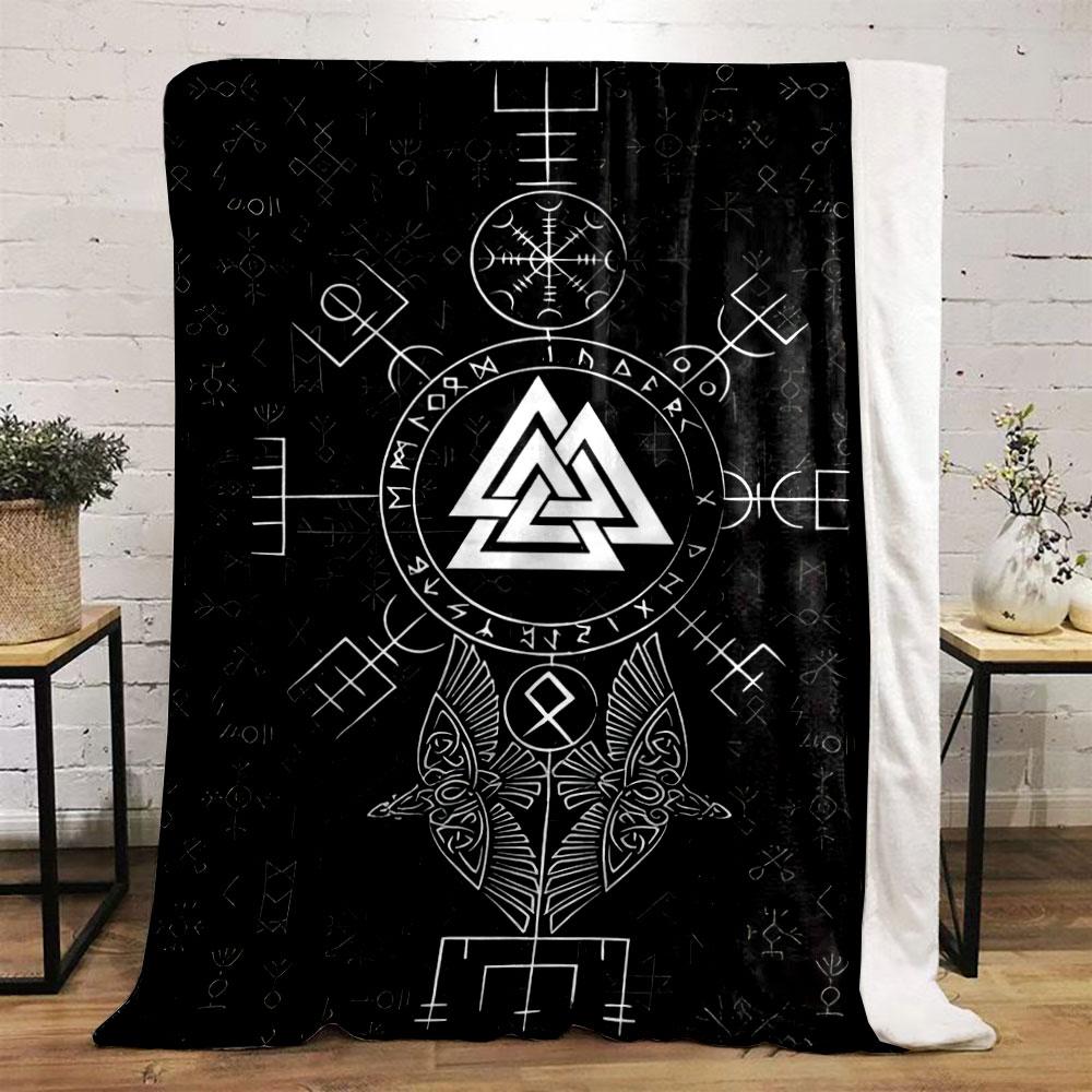 Viking Runes and Valknut Design print blanket soft and cozy perfect for the living room bed sofa or a nap,gift