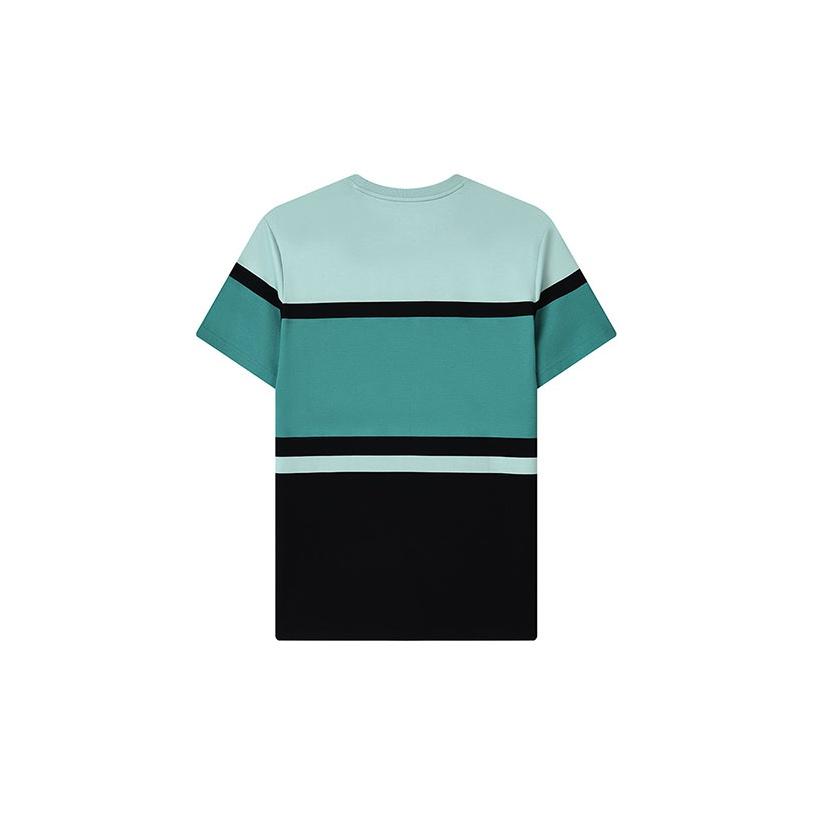 FILA Colorblock Sport Crew Neck Short Sleeve T-Shirt Men Tops Teal Gray Green F11M132153F-TQ