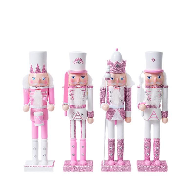 Pink Wooden Nutcracker Soldier Figurine - Christmas Decoration King