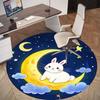 1pc Rabbit Moon Round Chair Mat Office Area Rug - Non-Slip, Floor Mat for Office, Bedroom, and Indoor Decor P127109