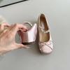 Sheepskin version~ Small inner height increase rhinestone ballet shoes women's shallow mouth single shoes bow Mary Jane shoes