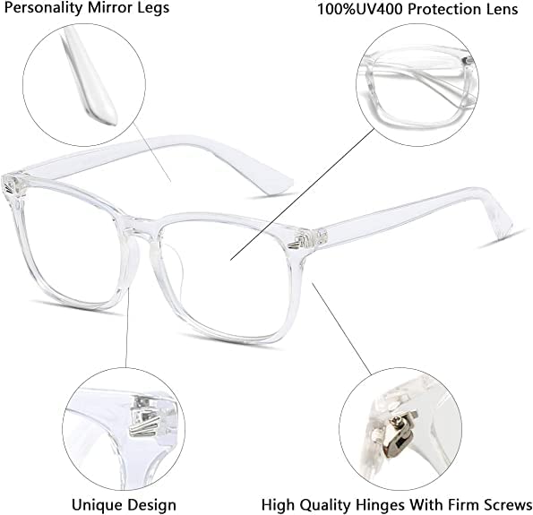 CREEK Blue Light Blocking Glasses Gaming Filter Square Eyeglasses for Eye Protection Men Women, Computer/Tablet/Laptop/Mobile/TV, Anti-blue & Ant