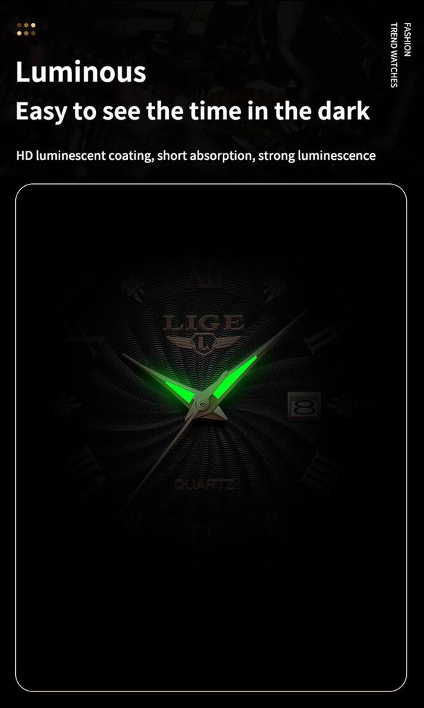 Men's Fashionable Waterproof Quartz Watch with Calendar & Luminous Features