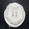 European and American Retro Multi-layer Beaded Pearl Necklace Earrings Set Fashion Temperament High-end French Light Luxury Neck Chain