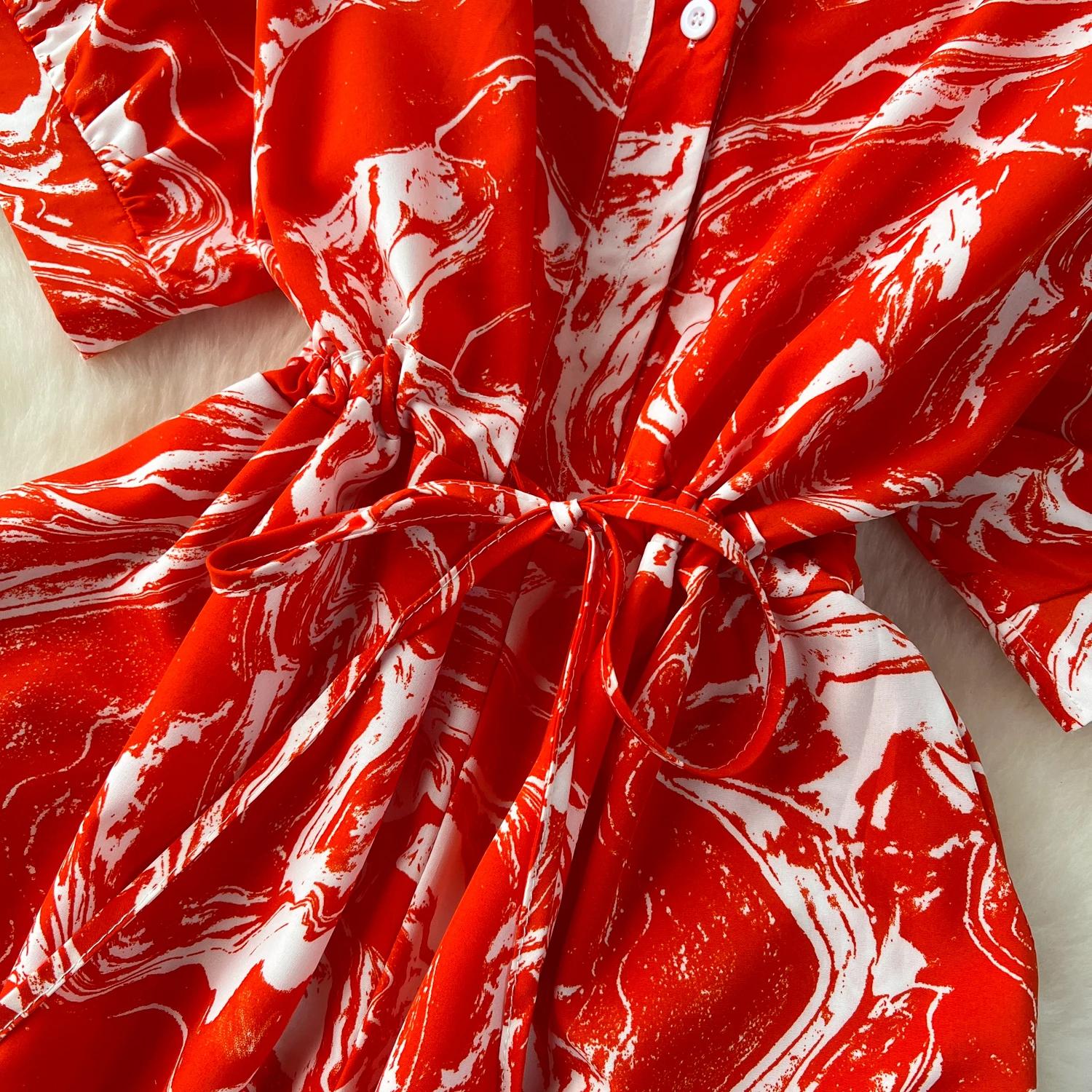 Летний повседневный женский комбинезон с широкими штанинами и принтом — фото 14