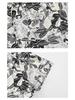 Black & White Tropical Leaf Print Cuban Collar Short Sleeve Shirt - Trendy Hong Kong Style Loose Casual Top