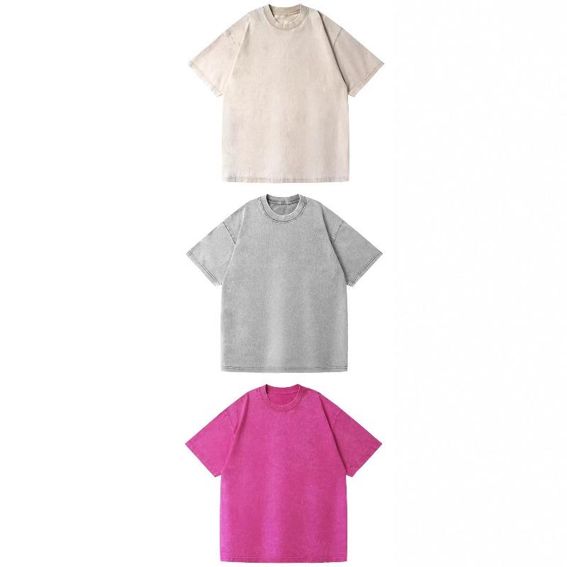 Heavy gram washed old pure cotton short sleeves American retro style men and women with the same summer trendy brand