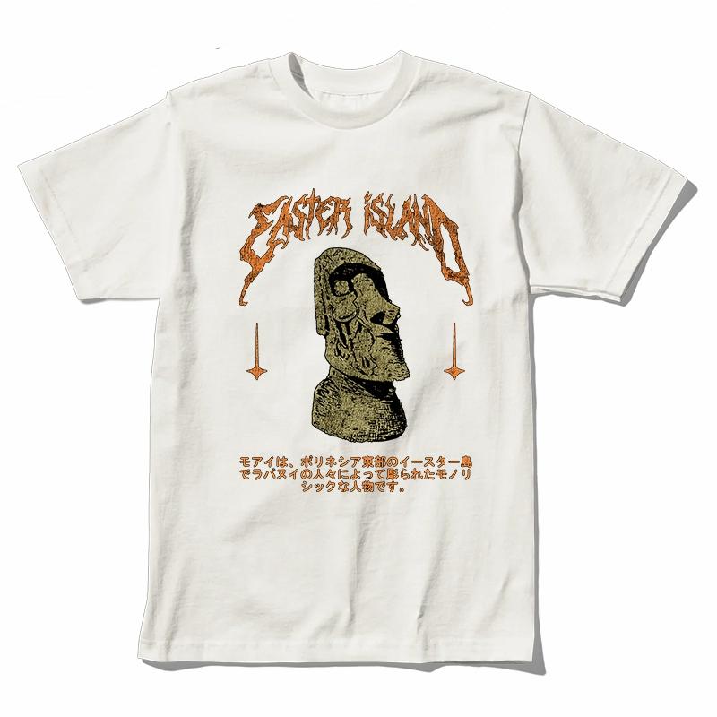 Coolmind U0010-T2 Easter Island Statue Graphic Print Men T Shrit Casual Cool Men Tshirt O-Neck Tee Shirts