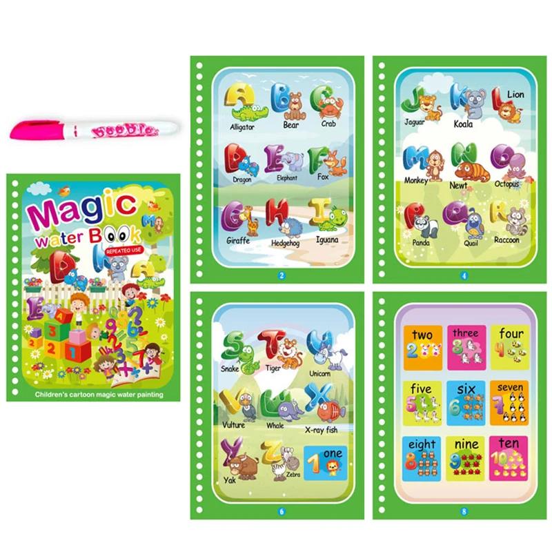 Non-Toxic Children Early Education Toys Magical Book With Pen Water Drawing Montessori Toys Gift Reusable Coloring Book Magic Drawing Book