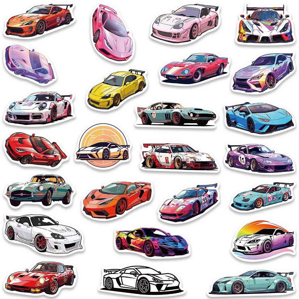 10 30 50 100Pcs Retrofit Racing Sports Car Waterproof Stickers Cartoon Graffiti Decals Kids Toy Luggage Laptop Bike Car Sticker