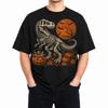 Vintage TRex Dinosaur Skeleton Trick Or Treat Spooky Halloween Graphic Tee
