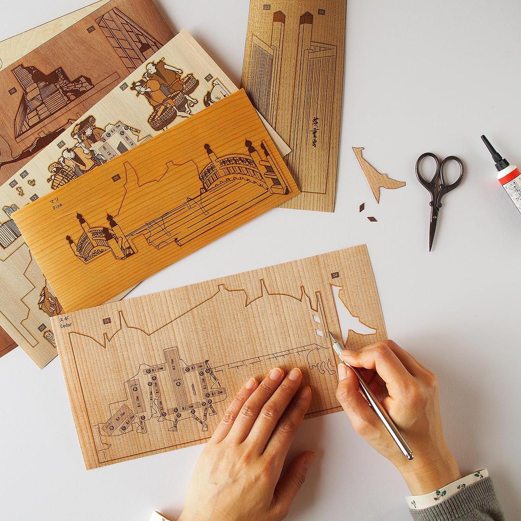 KINOWA Morning Wood Collage Original DIY Kit Hiroshige Stations of the Made in Japan "Nihonbashi Scene" Ukiyo-e Fifty-three Tōkaidō