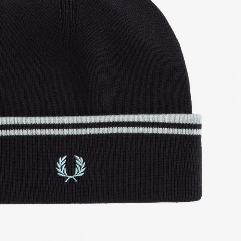 Fred Perry Twin Tip Merino Wool Beanie   Navy Cfpu2439150 L51