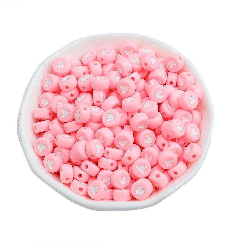 100PCS Acrylic Love Heart Loose Spacer Beads for Jewelry Making