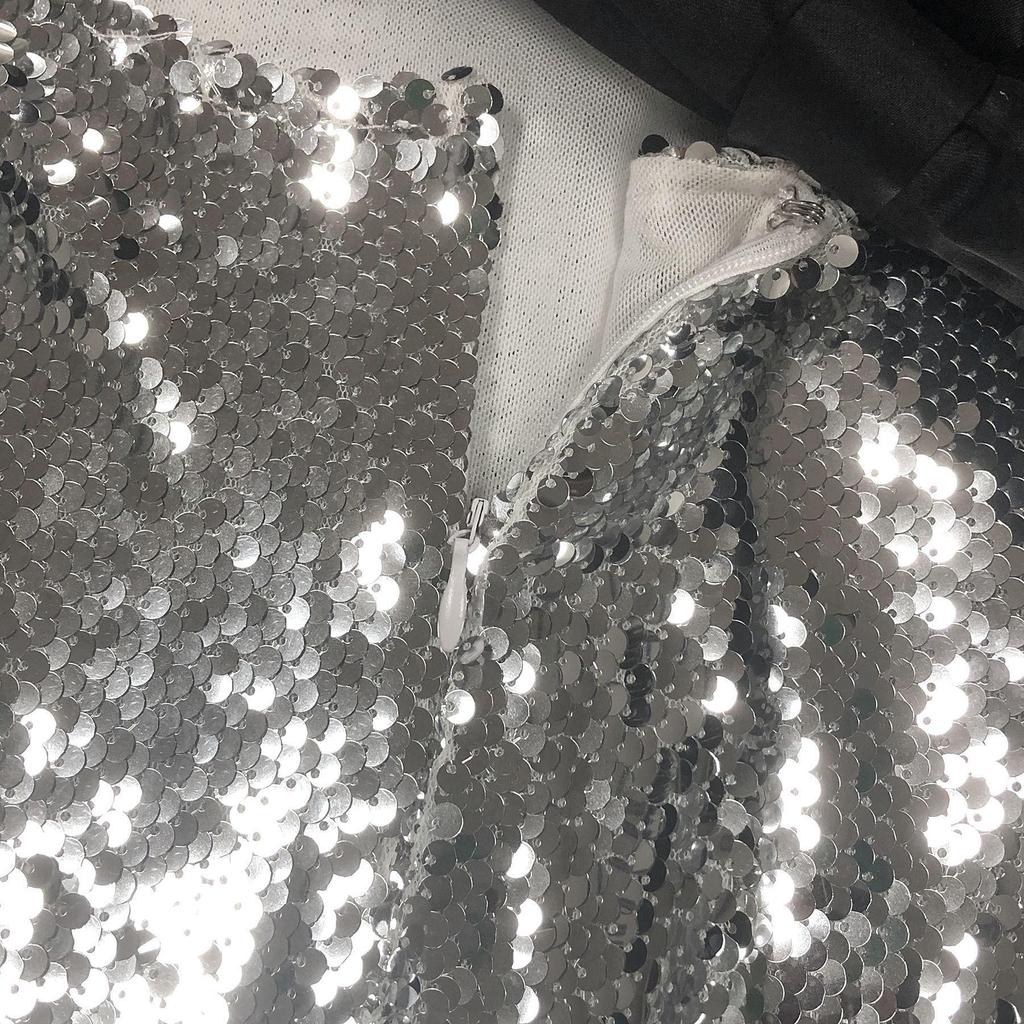 Zilver-Grijze Pailletten Slim Fit Damesmode - Herfst/Winter Collectie 2025