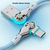 Double Bend 180 Degree Data Cable 66W Type C/micro USB Rotation Phone Charging Cable with Light 2M Elbow Data Line Smartphone