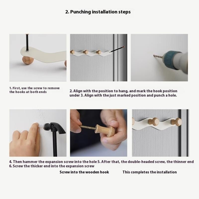 Holzhaken Badezimmer Toilette Handtuchhaken Mantelhaken Stanzfrei Türhänger