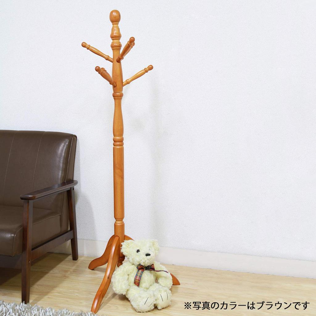 Fuji Boeki Slim Wooden Coat Hanger Rack, 50.8cm Wide x 43cm Deep x 183cm High, Dark Brown, 3-Tier Hooks, Suitable for Entryways, Product Number: 10264