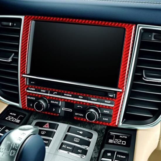 Red Carbon Fiber Car Front Screen Frame Sticker For Porsche Panamera 2010-2016