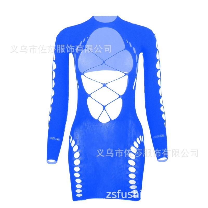 Sex net clothes, sexy fishing net onesies, pajamas, hip skirts, long sleeves, backless tights.