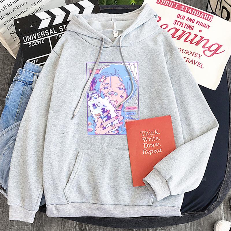 Kawaii Anime SK8 The Infinity Langa Hoodies Harajuku Ästhetik Cartoon Streetwear Herren Damen Langarm Patchwork Sweatshirt