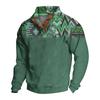 Men's Pattern Pullover Button Sweatshirt Long Sleeve Western Casual Top