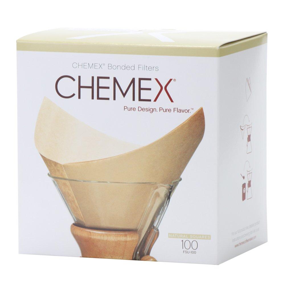 Chemex Kaffeebereiter Filter 6er Pack Filterpapier, Tassen, Natur, Ungebleicht, 100, Papier, FSU-100
