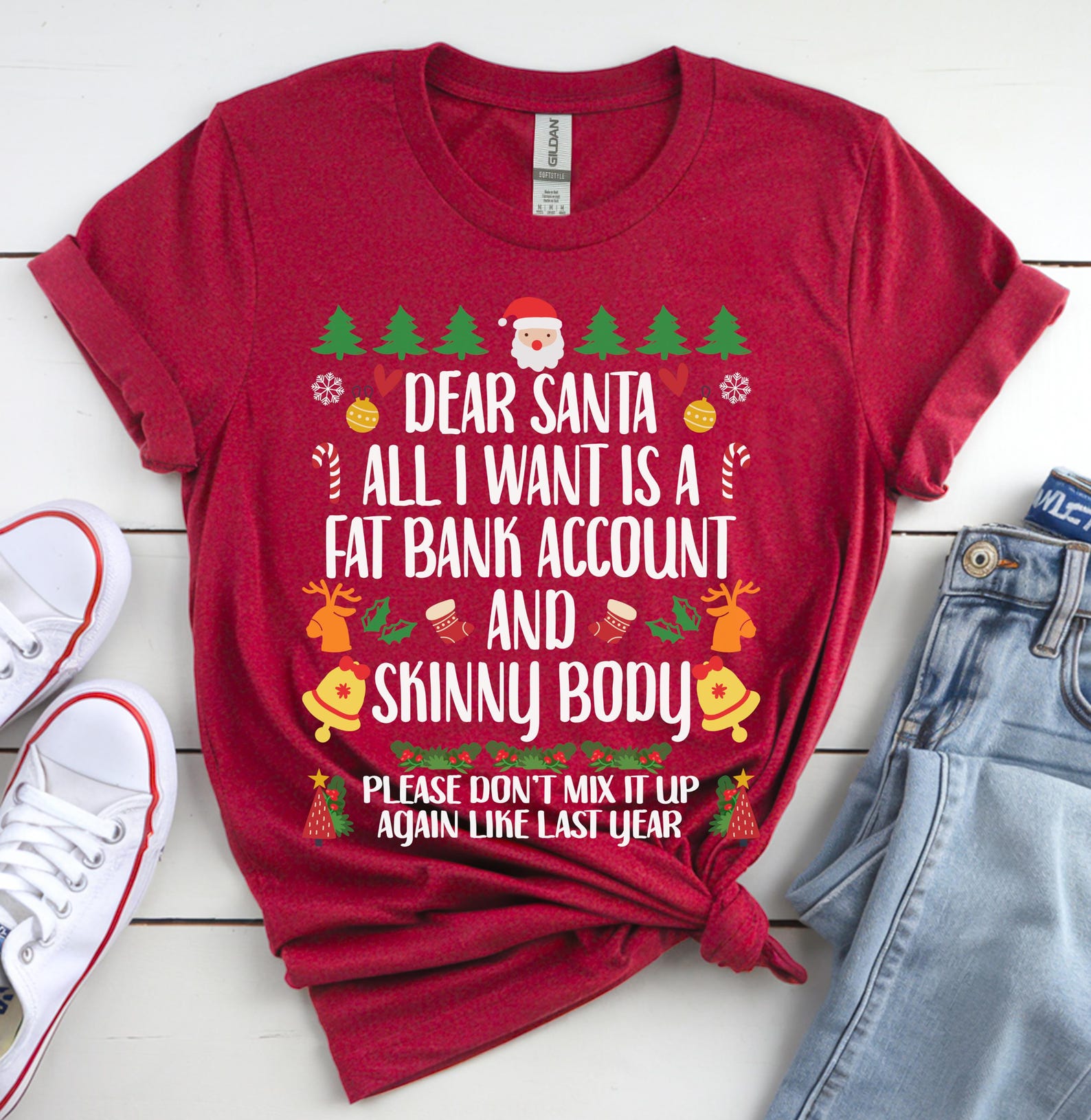 Funny Christmas T-Shirt, Dear Santa, Matching Pajama Shirt 3XL