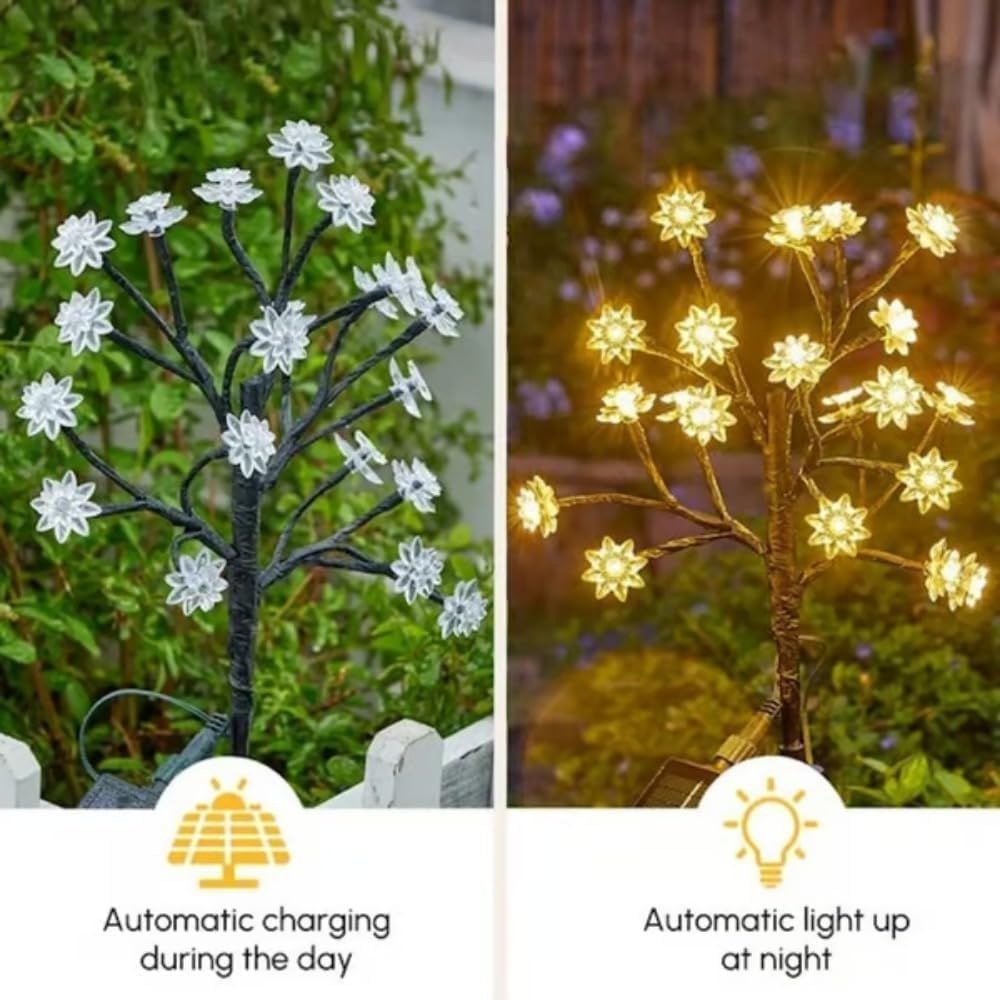 Romancte Outdoor Waterproof Cherry Blossom Multicolor Solar Garden Lights,Solar Cherry Blossom Lights Outdoor, for Outside Yard, Lawn, Patio, Pathway