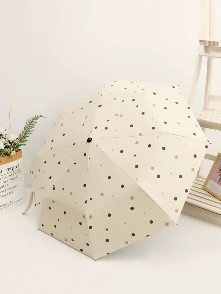 Ombrello da Bambina Carino con Stampa Pois Pieghevole Protezione Solare UV Automatico Pioggia e Sole Doppio Uso Ombrello da Sole