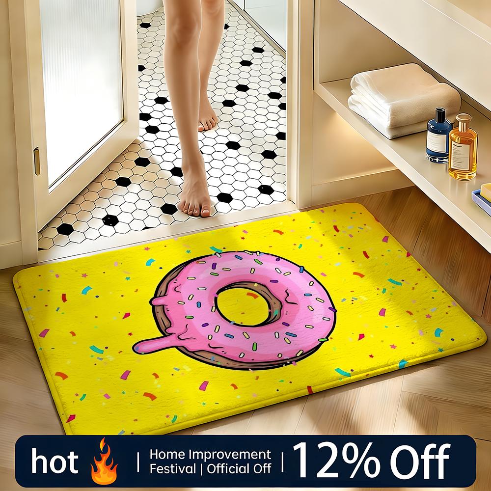 Soft Absorbent Non-Slip Rug Food Donut Floor Mat Home Decor Doormat Bedroom Floor Mat Shower Carpet