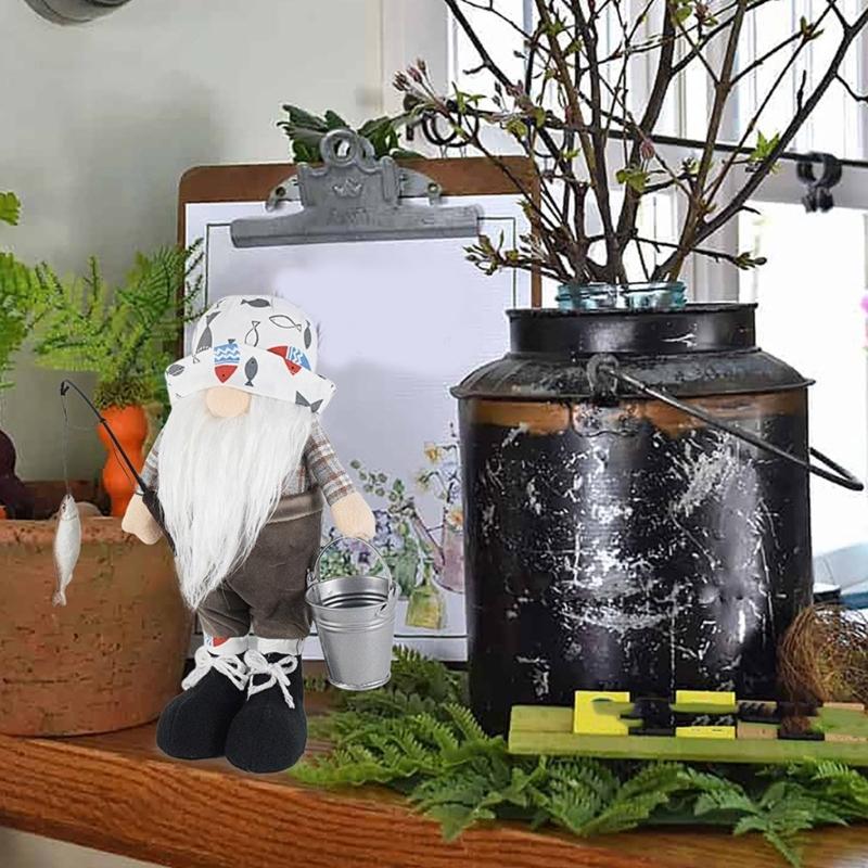 Angeln Wichtel Handgemachte Wichtelpuppe Schreibtischornament Sommer Fischer Wichtel Zwerge Figur Garten Küchendekorationen