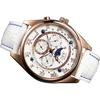 Watch Men's Advanced Moon Phase [Japanese Movement] Leather Strap Roman Numeral Index 100m Water Resistance Tachymeter (White &