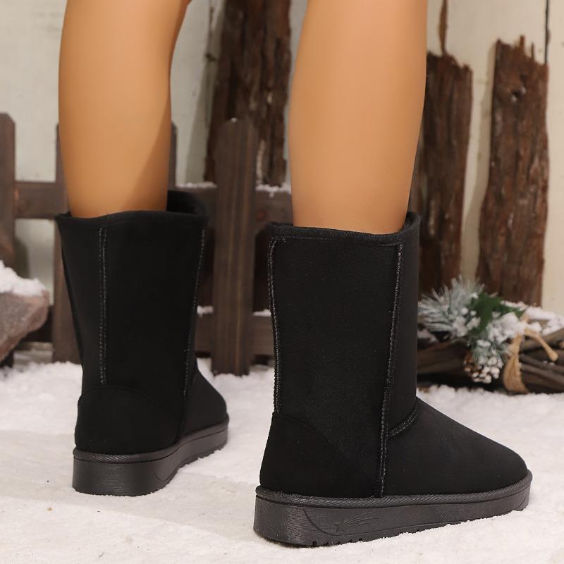 Mode Naturwolle Echtes Leder Damen- und Mid-Calf-Stiefel Klassische Warme Winter Outdoor Schneestiefel Rutschfest