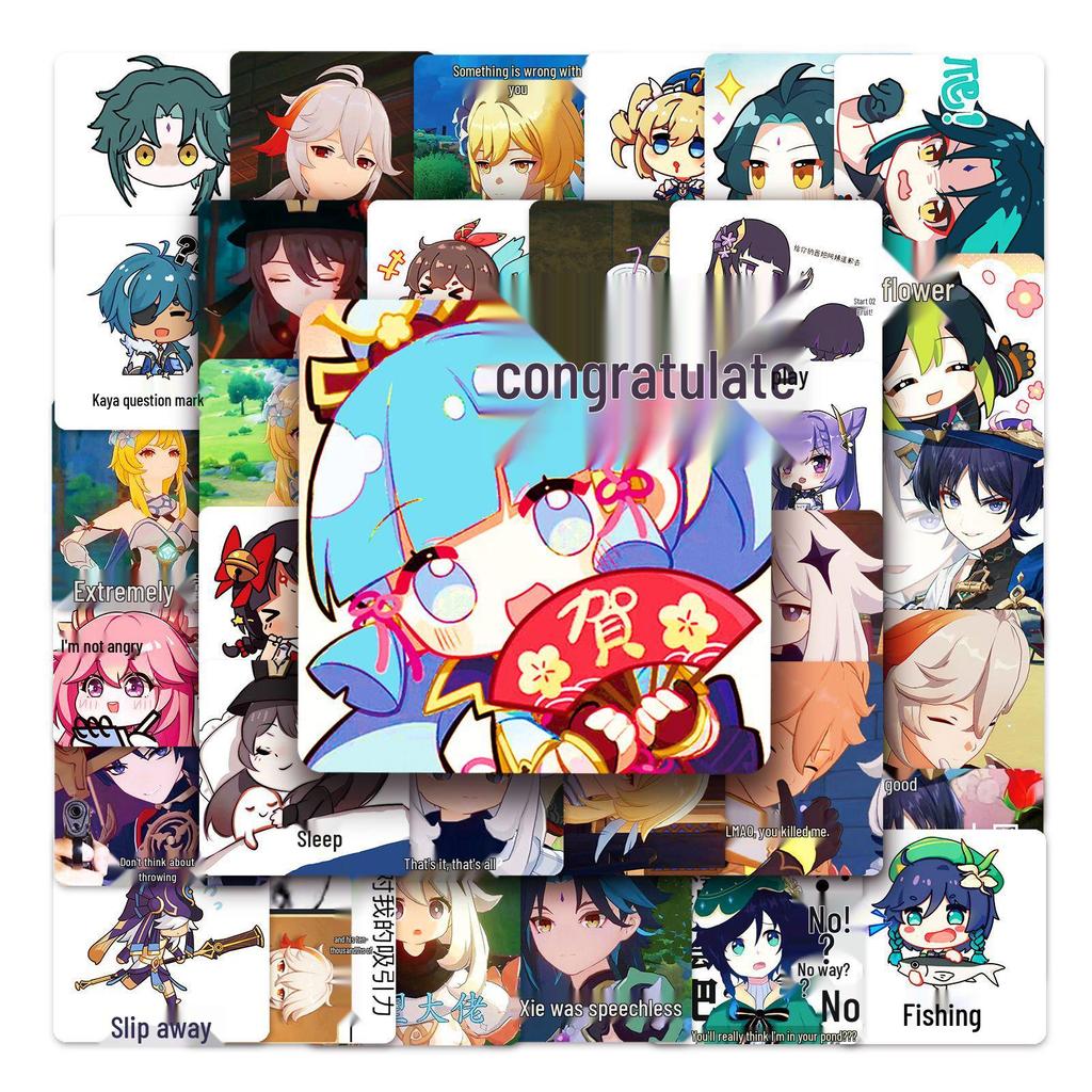 60 Lustige Genshin Impact Sticker - Wasserdichtes Cartoon DIY für Handyhüllen & Koffer