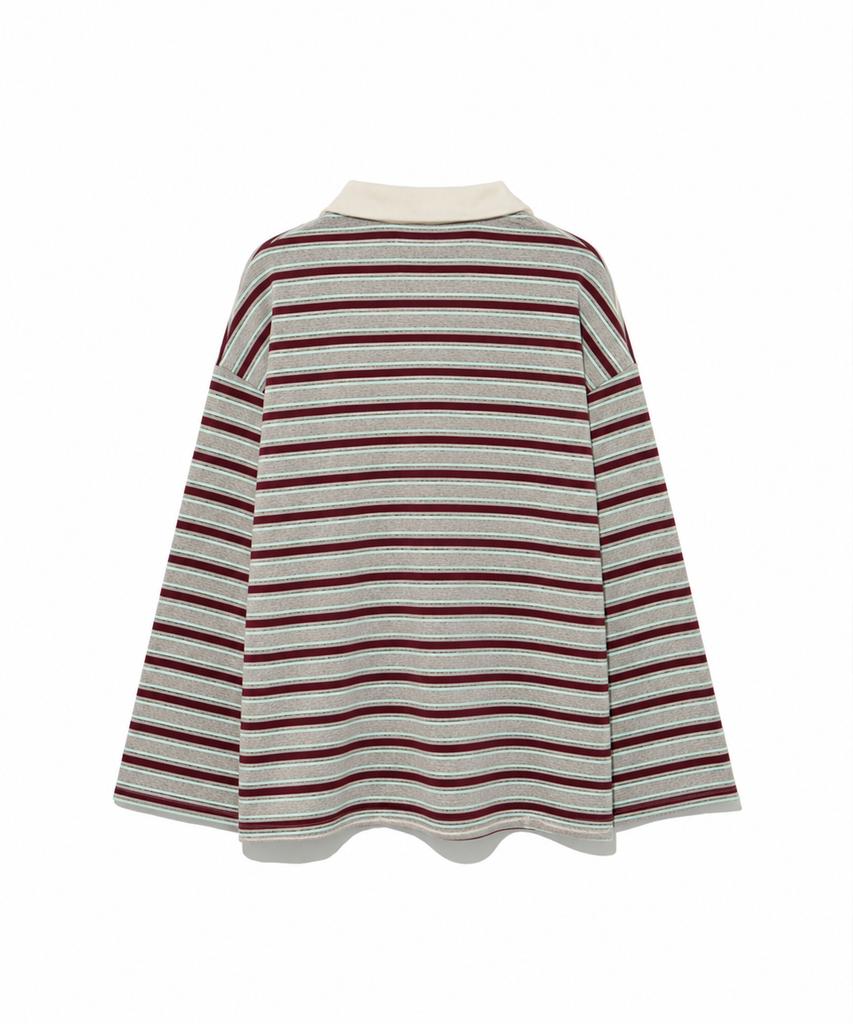 MOAA Harbor Stripe Collar Tee (Melange Gray)