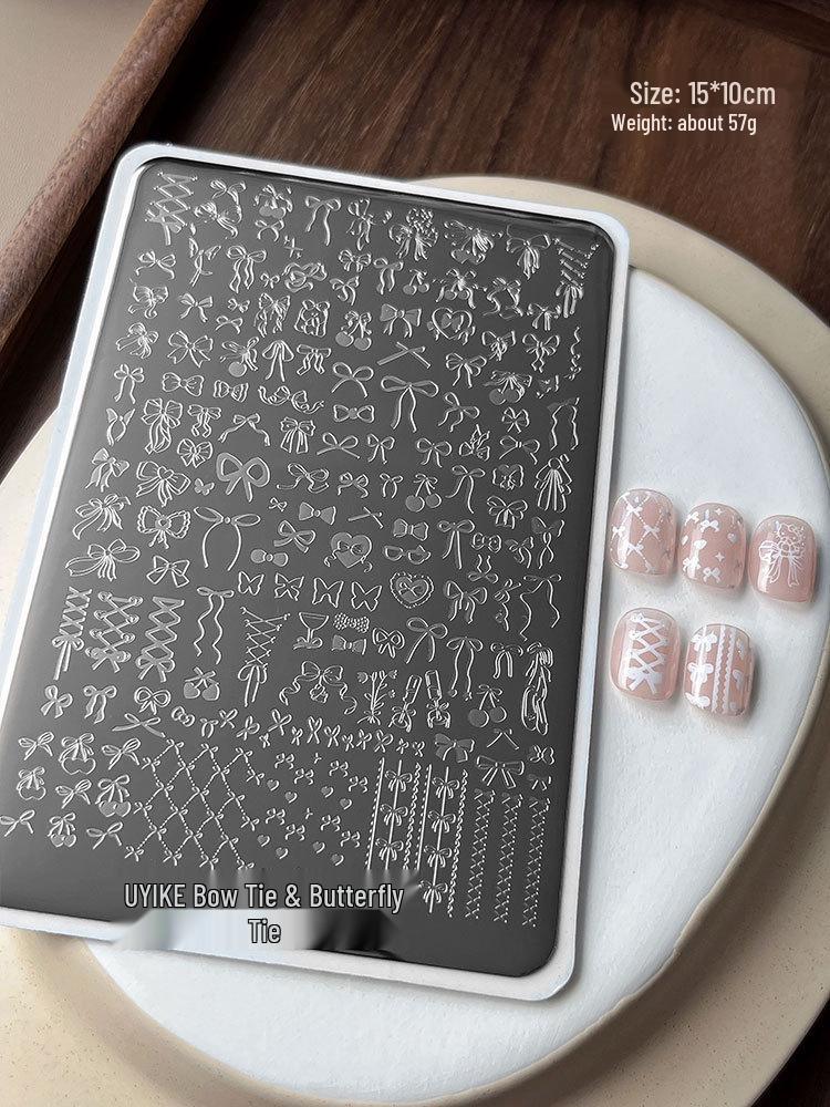 Nail Art Stamping Plates - Star, Polka Dot, Lines, Grid Lace Textures