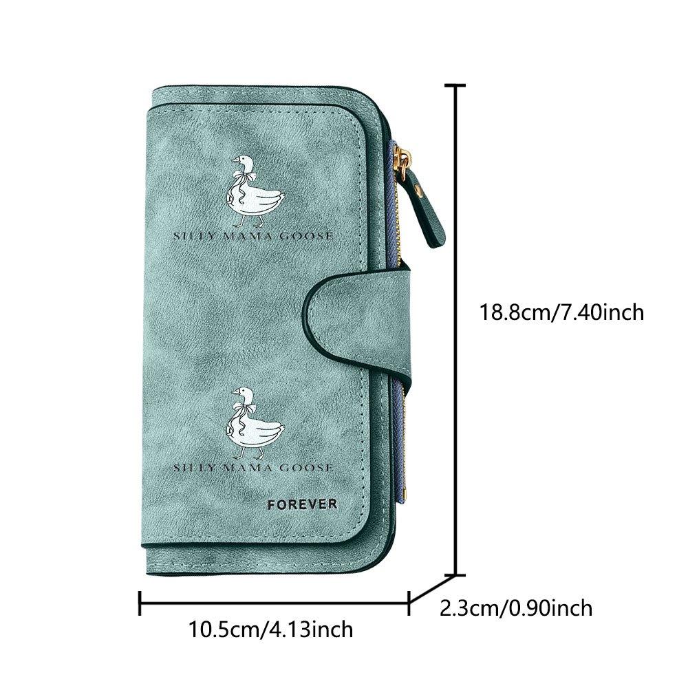 Bowknot goose print long zipper wallet large capacity card holder unisex clutch bag stylish zippered coin purse suitable for daily use perfect gift
