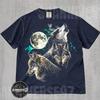 T-shirt Graphique Vintage Loups Hurlants, T-shirt Désert Pleine Lune, Cadeau Loup Années 2000, T-shirt Oversize Lavé Loup Gris, Haut Aventure Forêt