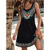 Summer Fashionable Ladies Breathable Soft Flowers O-Neck Sleeveless Dress Loose Comfortable Large Size Vacation Versatile Casual Dress