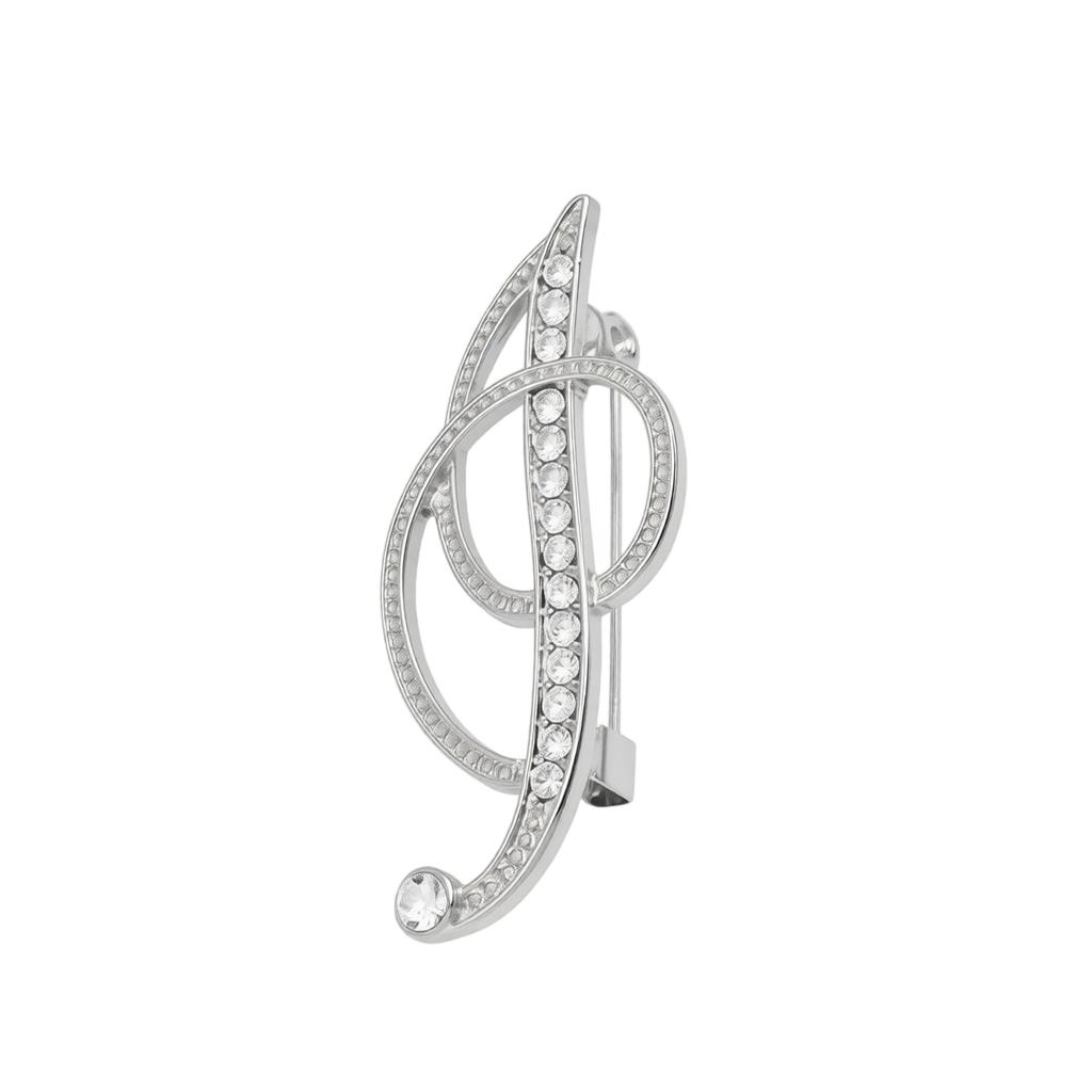 Alloy Letter Brooch with Embedded Crystals Elegant Alphabet Pin Suitable for Formal and Casual Wear Stylish Metal Letter Accessory