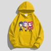 Kpop Children's Cartoon Printed Hooded Sportswear Casual Street Style Anime Idol Combination Printed Long Sleeved Girls' Top